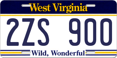 WV license plate 2ZS900