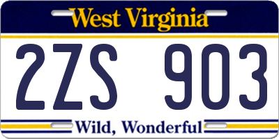 WV license plate 2ZS903