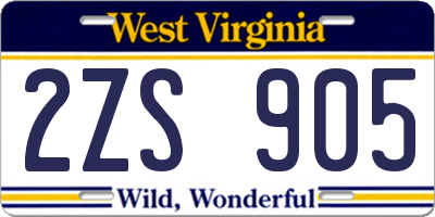 WV license plate 2ZS905