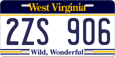 WV license plate 2ZS906