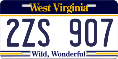 WV license plate 2ZS907