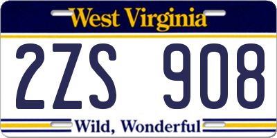 WV license plate 2ZS908