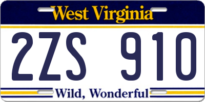 WV license plate 2ZS910