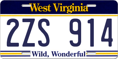 WV license plate 2ZS914