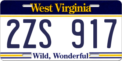 WV license plate 2ZS917
