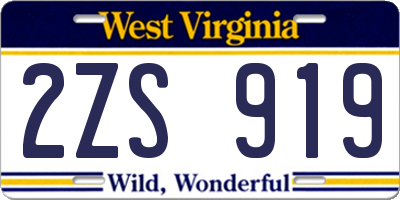 WV license plate 2ZS919