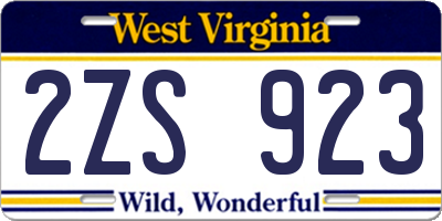 WV license plate 2ZS923