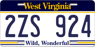 WV license plate 2ZS924