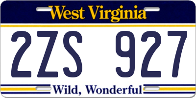 WV license plate 2ZS927