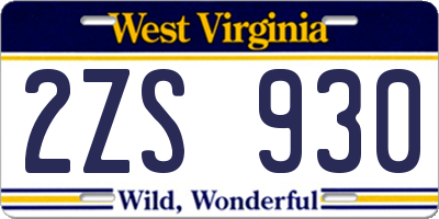 WV license plate 2ZS930