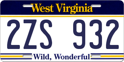 WV license plate 2ZS932