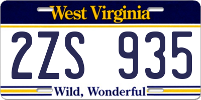 WV license plate 2ZS935
