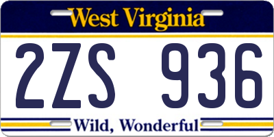 WV license plate 2ZS936