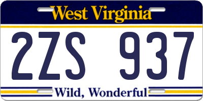 WV license plate 2ZS937