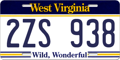 WV license plate 2ZS938