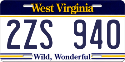 WV license plate 2ZS940