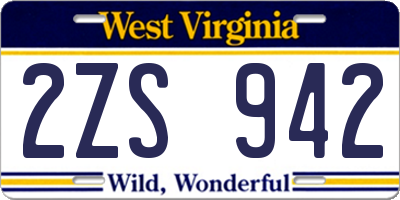 WV license plate 2ZS942