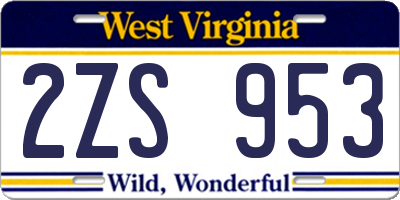 WV license plate 2ZS953