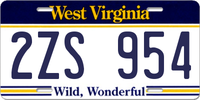 WV license plate 2ZS954