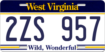 WV license plate 2ZS957