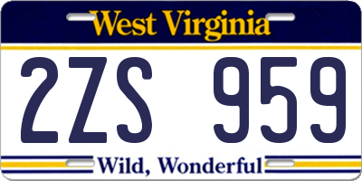 WV license plate 2ZS959