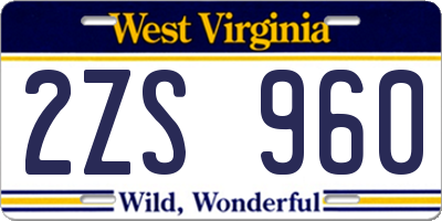 WV license plate 2ZS960