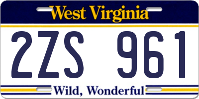 WV license plate 2ZS961