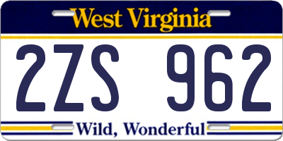 WV license plate 2ZS962