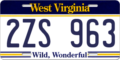 WV license plate 2ZS963