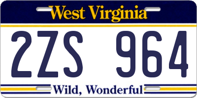 WV license plate 2ZS964