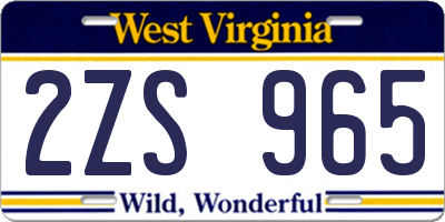 WV license plate 2ZS965