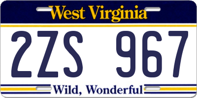 WV license plate 2ZS967