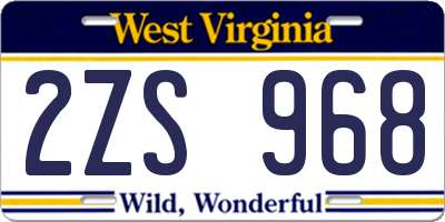 WV license plate 2ZS968