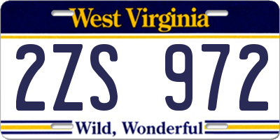 WV license plate 2ZS972
