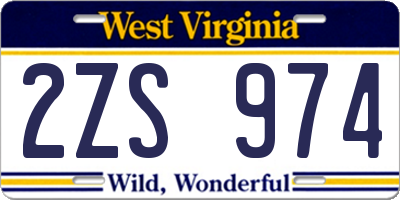 WV license plate 2ZS974