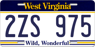 WV license plate 2ZS975
