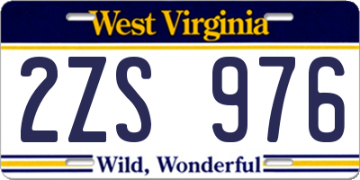 WV license plate 2ZS976
