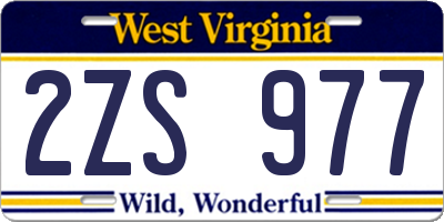 WV license plate 2ZS977