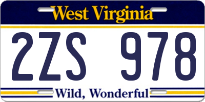 WV license plate 2ZS978