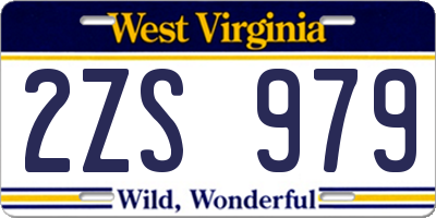 WV license plate 2ZS979