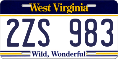 WV license plate 2ZS983