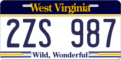 WV license plate 2ZS987