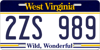 WV license plate 2ZS989