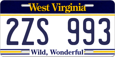 WV license plate 2ZS993