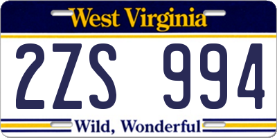 WV license plate 2ZS994