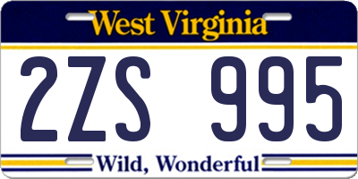 WV license plate 2ZS995