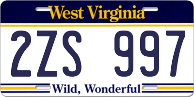 WV license plate 2ZS997