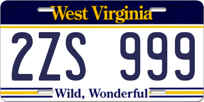 WV license plate 2ZS999