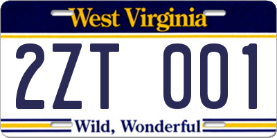 WV license plate 2ZT001