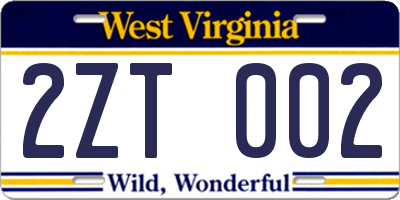 WV license plate 2ZT002